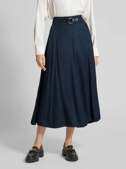 Zdjęcie produktu Spódnica midi z paskiem model ‘PAIKIN’ Lauren Ralph Lauren Ciemnoniebieski