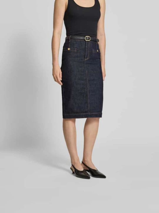 Zdjęcie produktu Spódnica midi z tkaniny stylizowanej na denim Self Portrait Ciemnoniebieski