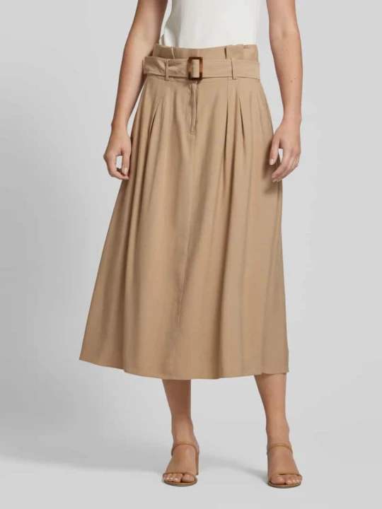 Zdjęcie produktu Spódnica midi z zakładkami w pasie comma Camel