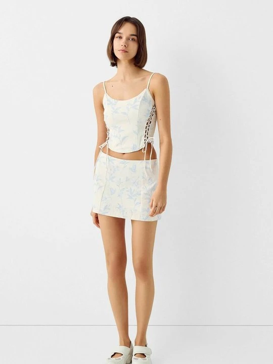 Zdjęcie produktu Spódnica mini Bershka beżowy