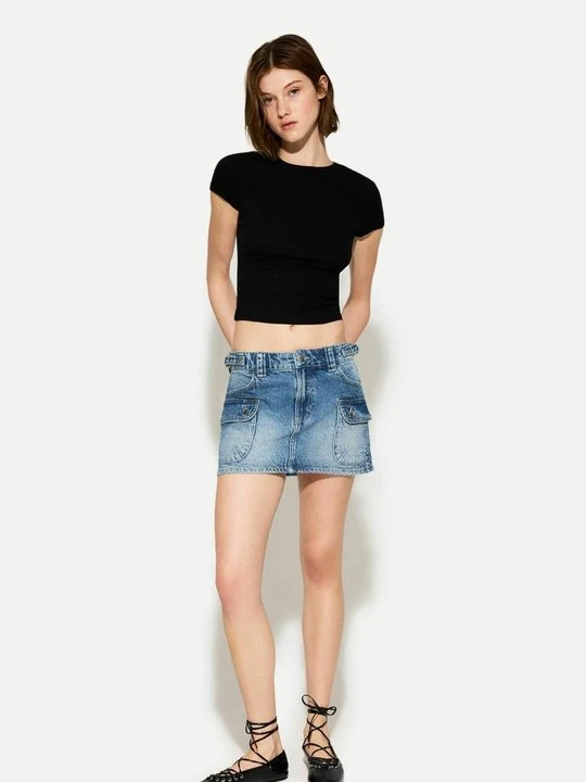 Zdjęcie produktu Spódnica mini Bershka jasnoniebieski denim