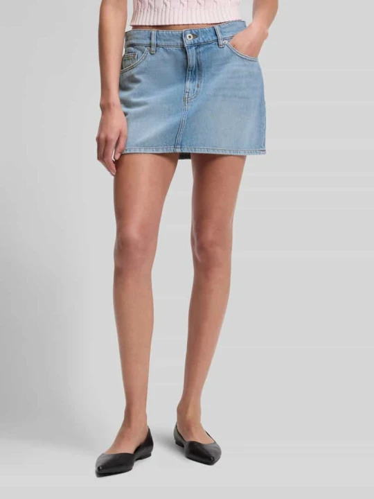 Zdjęcie produktu Spódnica mini o kroju straight fit z czystej bawełny w fasonie 5 kieszeni model 'GALANIE_2_B' Hugo Jeansowy niebieski