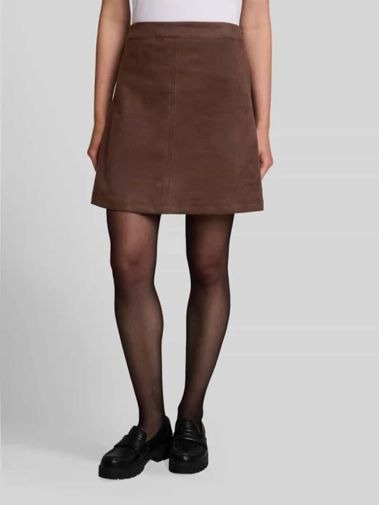 Zdjęcie produktu Spódnica mini o linii a z imitacji weluru Tom Tailor Ciemnobrązowy