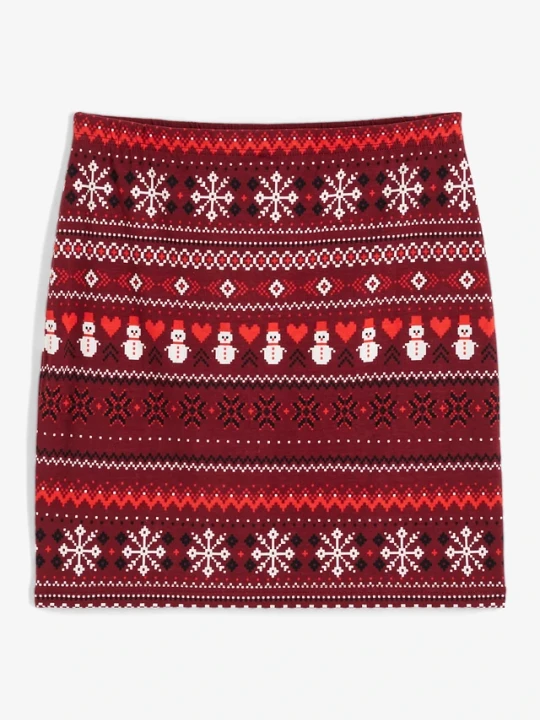 Zdjęcie produktu Spódnica mini w norweski wzór, z mieszanki bawełny i elastanu BonPrix czerwony