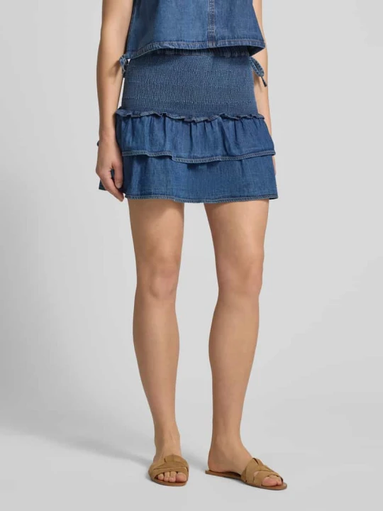 Zdjęcie produktu Spódnica mini z denimu z czystej bawełny z falbanami Tommy Jeans Jeansowy niebieski