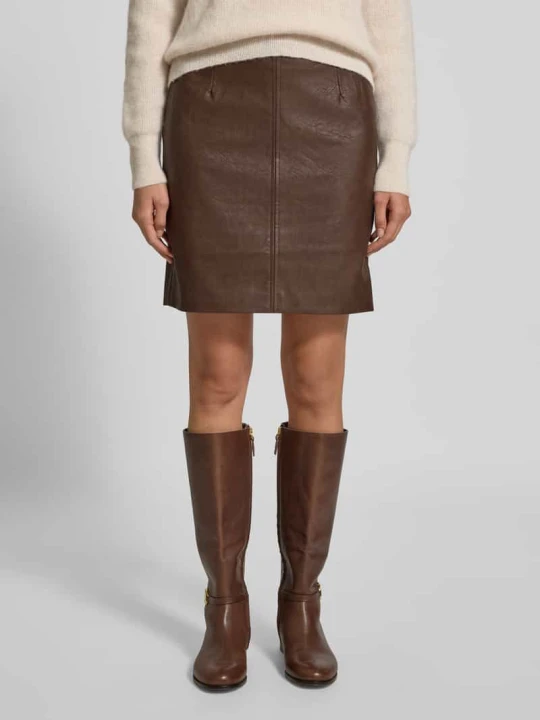Zdjęcie produktu Spódnica mini z imitacji skóry model ‘KATE’ Ichi Ciemnobrązowy