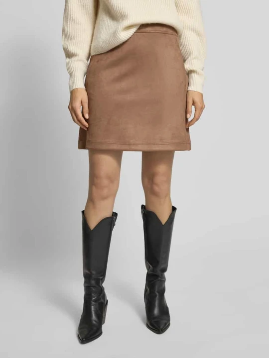 Zdjęcie produktu Spódnica mini z imitacji skóry model ‘Relvina cozy’ Opus Średniobrązowy