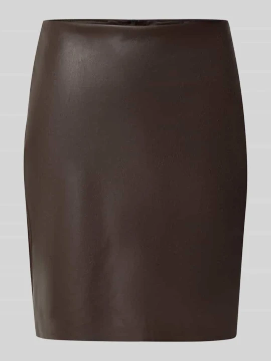 Zdjęcie produktu Spódnica mini z materiał skóropodobny model 'DAGMAR' Vila Ciemnobrązowy