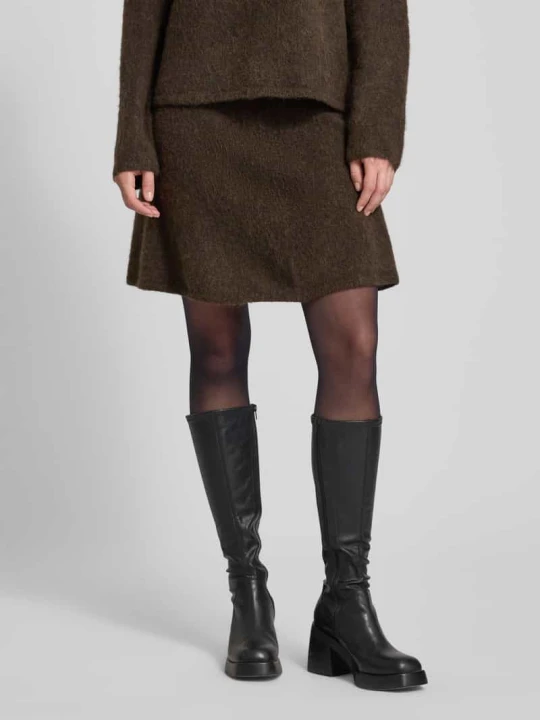 Zdjęcie produktu Spódnica mini z mieszanki wełny z dodatkiem wełny z alpaki model ‘LULU’ Selected Ciemnobrązowy