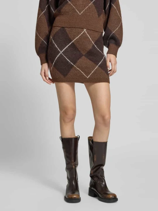 Zdjęcie produktu spódnica mini z wzór w romby Vero Moda Średniobrązowy melanż