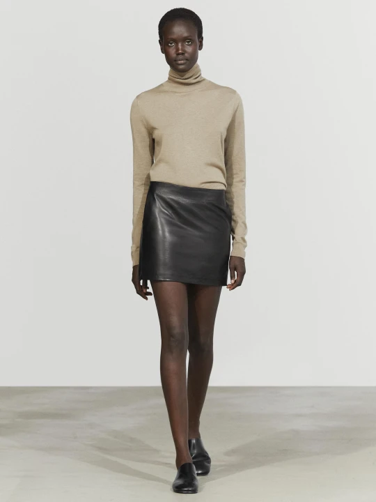 Zdjęcie produktu Spódnica Mini Ze Skóry Nappa - Czarny - Massimo Dutti - Female
