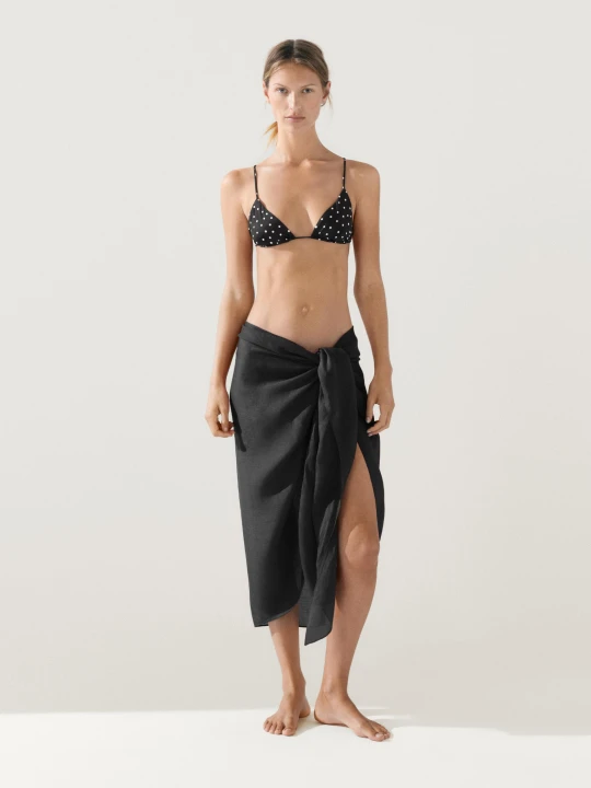 Zdjęcie produktu Spódnica Pareo 100% Ramia - Czarny - Massimo Dutti - Female