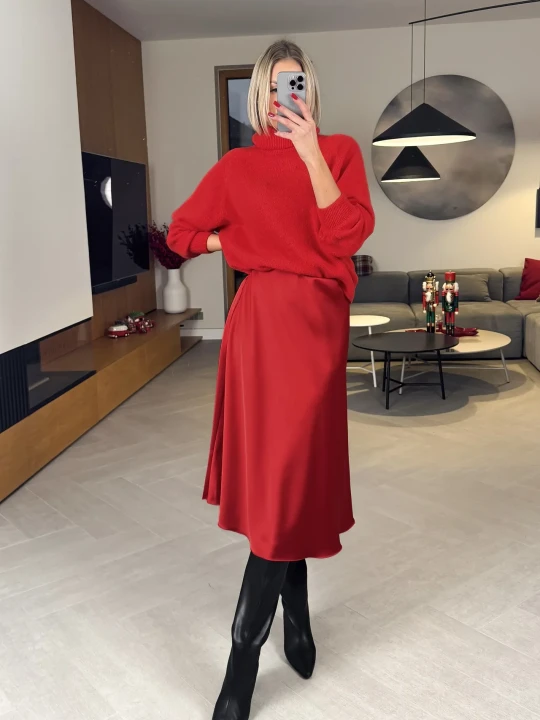 Zdjęcie produktu Spódnica Satynowa Czerwona ClothStore
