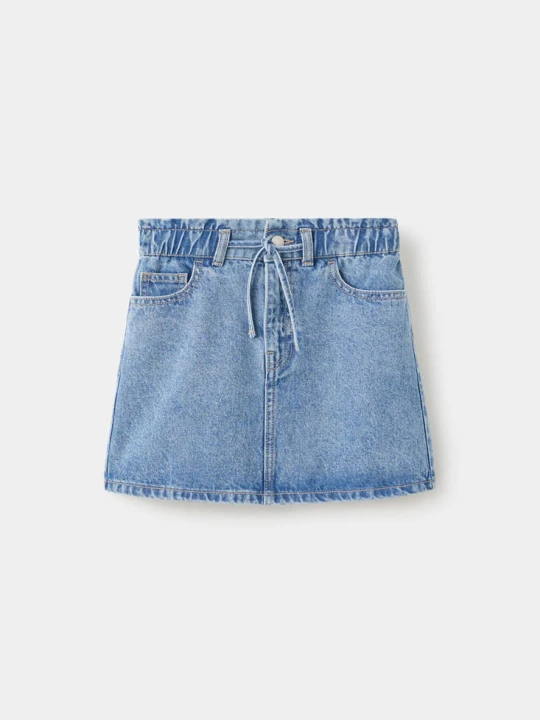 Zdjęcie produktu Spódnica w stylu denim wiązana w pasie średni niebieski - Dzieci - MANGO KIDS