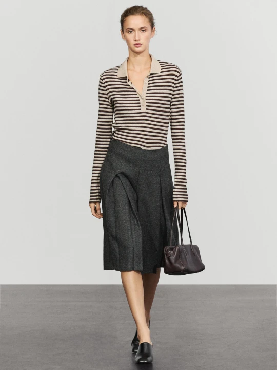 Zdjęcie produktu Spódnicospodnie Z Zakładkami - Szary - Massimo Dutti - Female