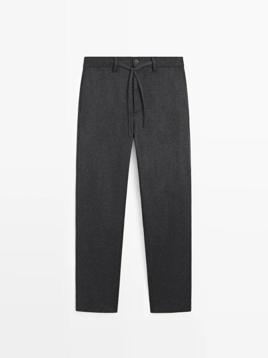 Zdjęcie produktu Spodnie 100% Wełna Total Look - Szary - Massimo Dutti - Male