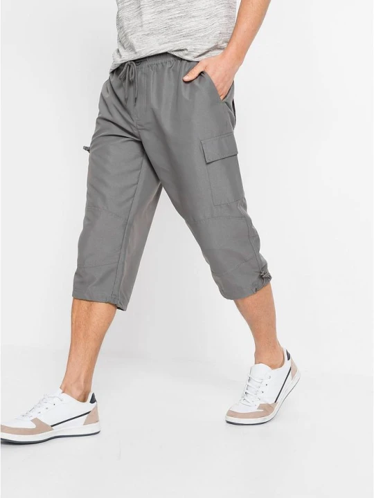 Zdjęcie produktu Spodnie 3 / 4 z mikrofibry w fasonie regular fit BonPrix szary
