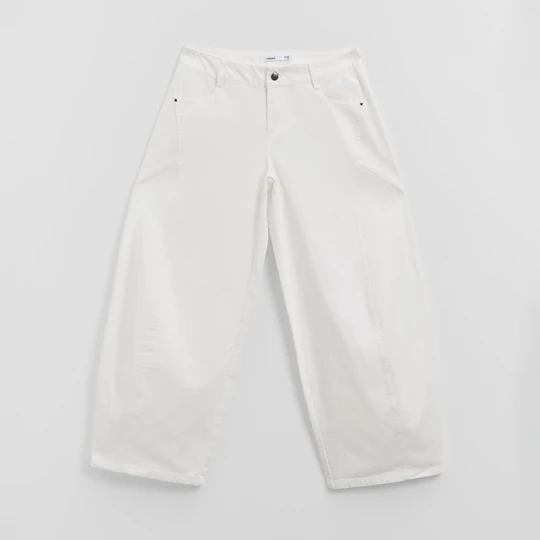 Zdjęcie produktu Spodnie barrel fit low waist kremowe House kremowy