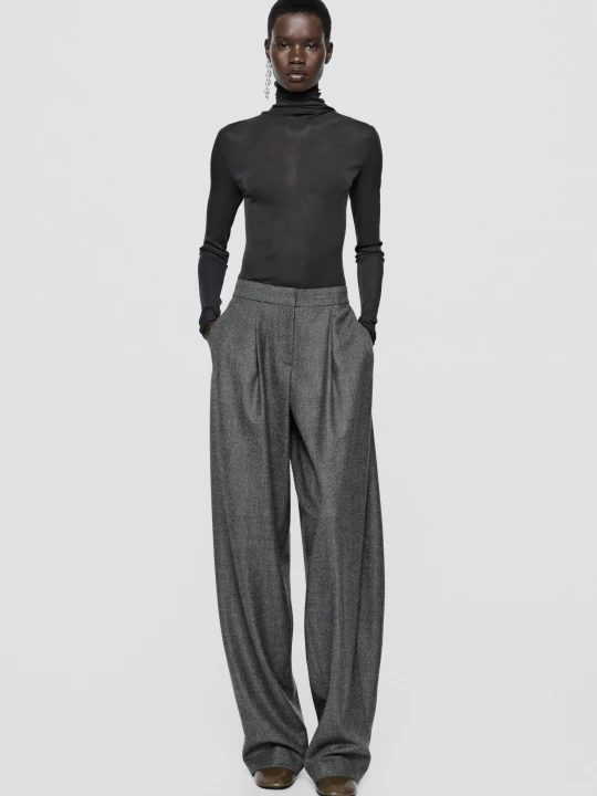 Zdjęcie produktu Spodnie Barrel Fit Z Zakładkami – Limited Edition - Szary - Massimo Dutti - Female