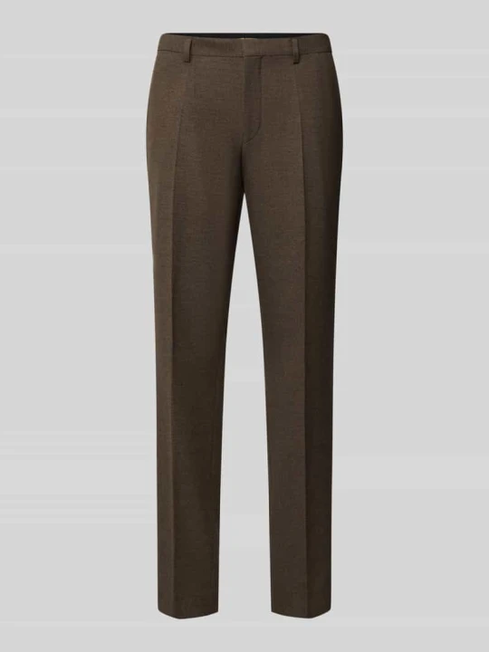 Zdjęcie produktu Spodnie biznesowe o kroju slim fit z zakładką w pasie Hugo Ciemnobrązowy