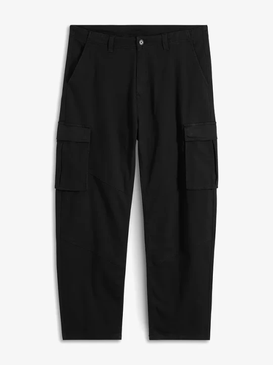 Zdjęcie produktu Spodnie bojówki, loose fit, z grubej bawełny ze stretchem, straight BonPrix czarny