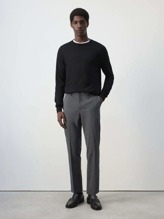 Zdjęcie produktu Spodnie Bologna cropped slim fit granatowy - Mężczyzna - MANGO MAN