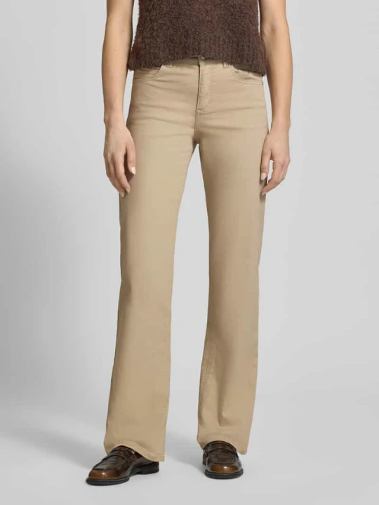 Zdjęcie produktu Spodnie bootcut z kieszeniami w szwach model 'Lara' Angels Piaskowy