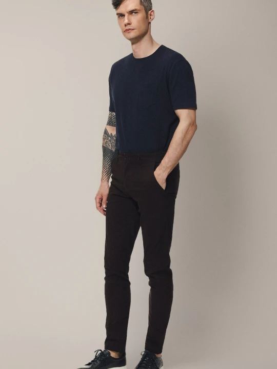 Zdjęcie produktu Spodnie Brązowe z Bawełną Chino Gareth Lancerto