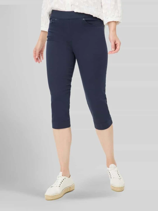 Zdjęcie produktu Spodnie capri o kroju slim fit z mieszanki bawełny Raphaela By Brax Granatowy