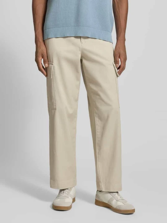 Zdjęcie produktu Spodnie cargo o kroju loose fit z mieszanki bawełny ekologicznej Model '220-LOOSE MILES COMFORT' Selected Gliniany
