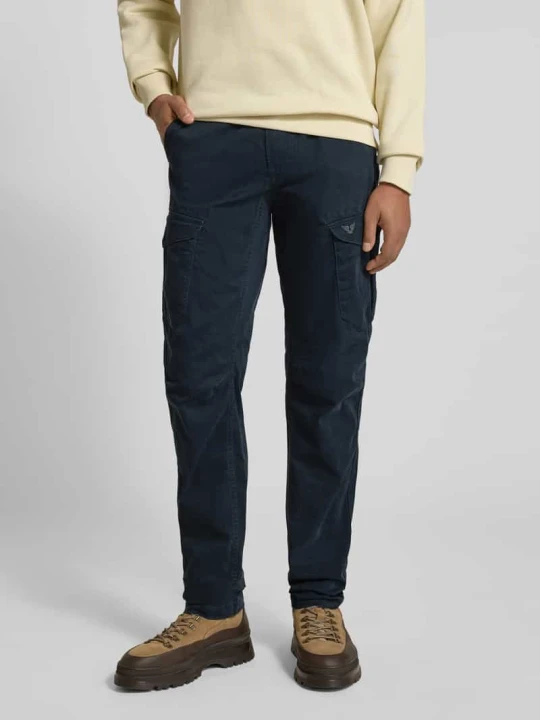 Zdjęcie produktu Spodnie cargo o kroju slim fit z wyhaftowanym logo PME Legend Ciemnoniebieski