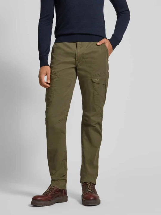 Zdjęcie produktu Spodnie cargo o kroju slim fit z wyhaftowanym logo PME Legend Oliwkowy