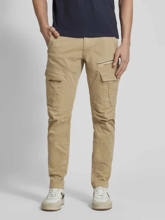 Zdjęcie produktu Spodnie cargo o kroju tapered fit z wyhaftowanym logo PME Legend Beżowy