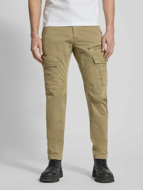 Zdjęcie produktu Spodnie cargo o kroju tapered fit z wyhaftowanym logo PME Legend Oliwkowy