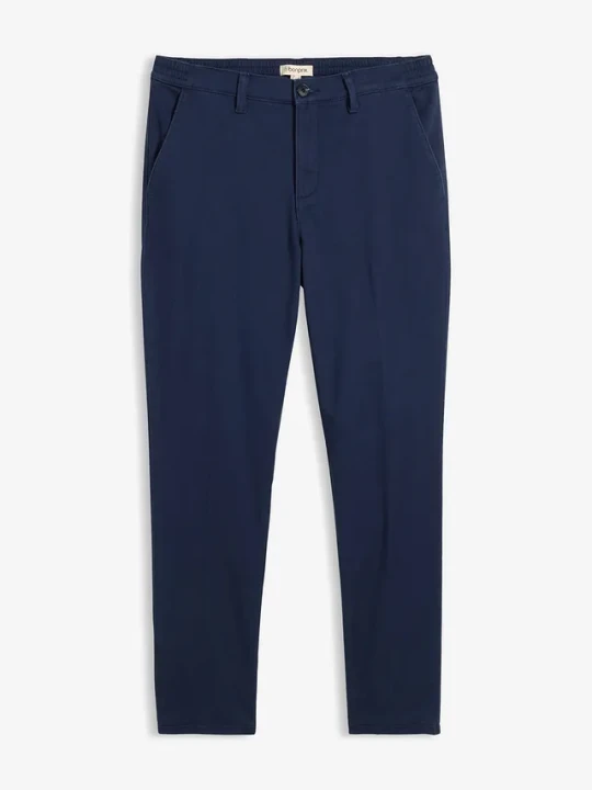 Zdjęcie produktu Spodnie chinosy regular fit z ciepłą podszewką flanelową, tapered BonPrix niebieski