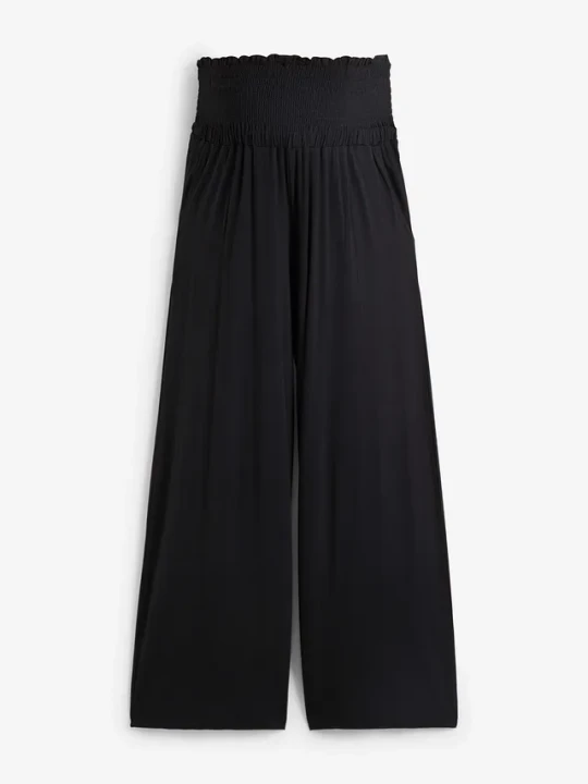 Zdjęcie produktu Spodnie ciążowe culotte z wiskozy, o kroju loose fit BonPrix czarny