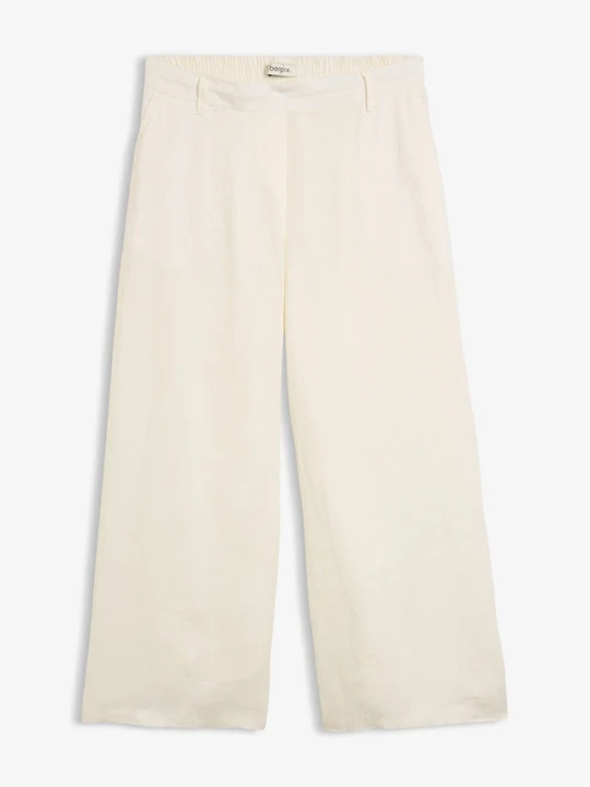 Zdjęcie produktu Spodnie culotte z czystego lnu BonPrix biały