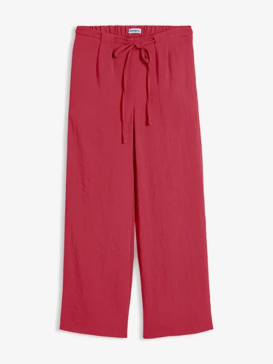 Zdjęcie produktu Spodnie culotte z lejącego materiału z domieszką wiskozy BonPrix czerwony