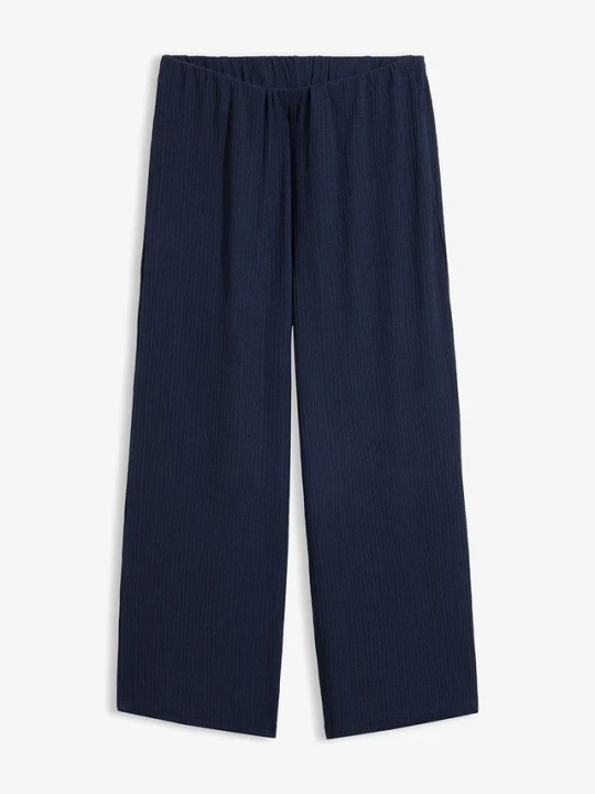 Zdjęcie produktu Spodnie culotte z materiału ze strukturą BonPrix niebieski
