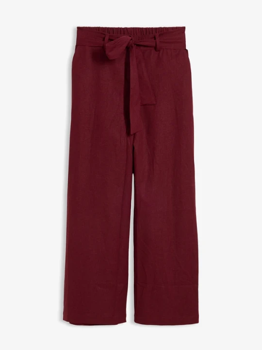 Zdjęcie produktu Spodnie culotte z przewiewnej mieszanki lnu BonPrix czerwony