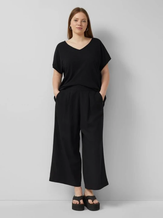 Zdjęcie produktu Spodnie culottes z mieszanki lnu QS czarny
