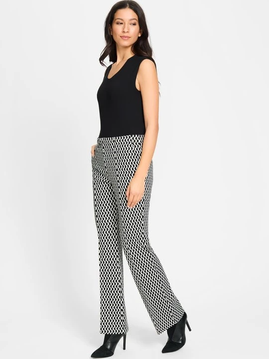 Zdjęcie produktu Spodnie damskie Mona Bootcut z geometrycznym wzorem - Urban Lights Olsen