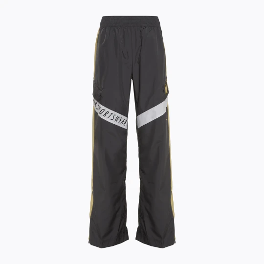 Zdjęcie produktu Spodnie damskie Nike Sportswear Woven High-Waisted dark smoke grey/saturn gold/white Czarny