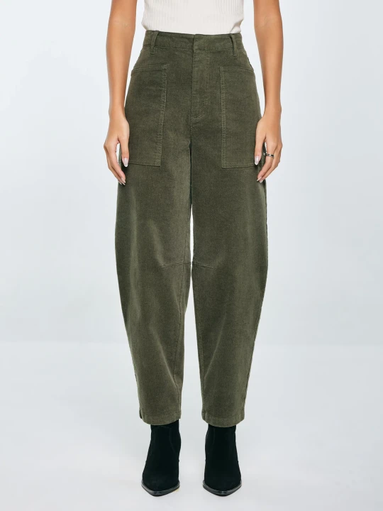 Zdjęcie produktu spodnie damskie sztruks 7/8 z kieszeniami khaki nadine 303 Big Star ZIELONY
