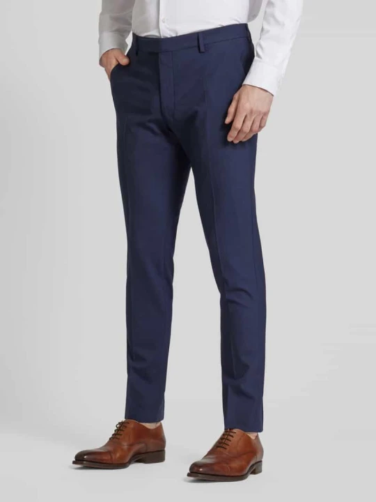 Zdjęcie produktu Spodnie od garnituru męskie JOOP! Collection; Mieszanka bawełny z dodatkiem streczu; Krój extra slim fit; Jednolity kolor; Szlufki; Kanty; Fakturowany wzór; Szerokość
