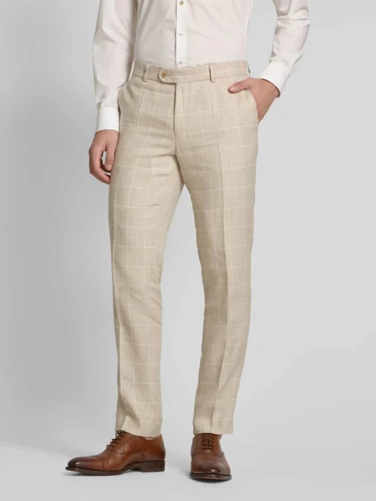 Zdjęcie produktu Spodnie do garnituru o kroju slim fit w kant Carl Gross Beżowy