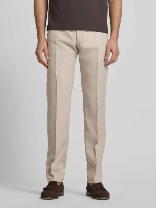 Zdjęcie produktu Spodnie do garnituru o kroju slim fit w kant model ‘Sergio’ Digel Beżowy