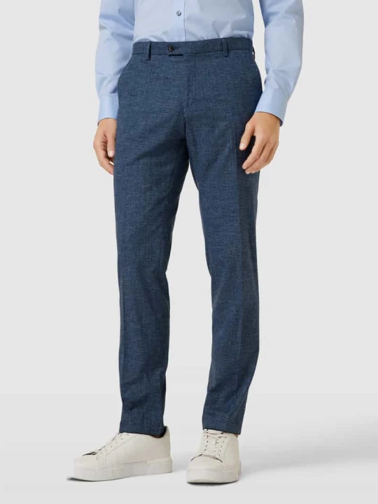 Zdjęcie produktu Spodnie garniturowe o kroju slim fit w melanżowej optyce model 'Paco' CG - Club of Gents Niebieski