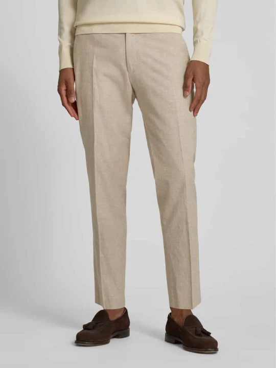 Zdjęcie produktu Spodnie do garnituru o kroju slim fit z efektem melanżowym model ‘Paco’ CG - Club of Gents Piaskowy