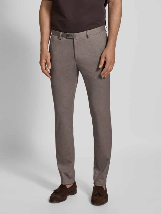 Zdjęcie produktu Spodnie do garnituru o kroju slim fit z kieszeniami z tyłu model ‘Ano’ Digel Jasnobrązowy